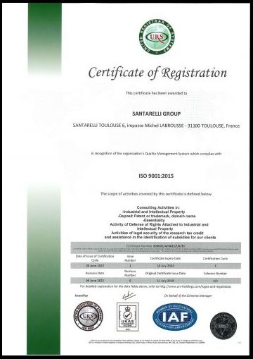 ISO 9001-0012- EN - SANTARELLI TOULOUSE - 06-06-2022