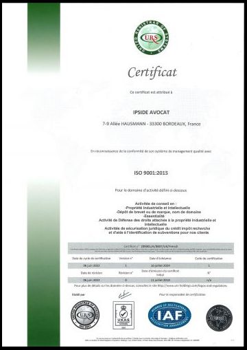 ISO 9001-0007- FR - IPSIDE AVOCAT BORDEAUX - 06-06-2022