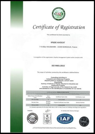 ISO 9001-0007- EN - IPSIDE AVOCAT BORDEAUX - 06-06-2022